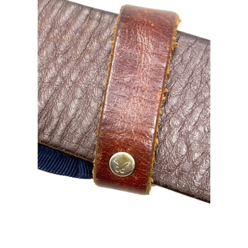 American Eagle Mens Brown Soft Leather Textured Belt Size Small Preppy Casual